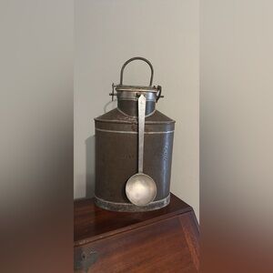 Vintage Italian Metal Milk Can with Ladle